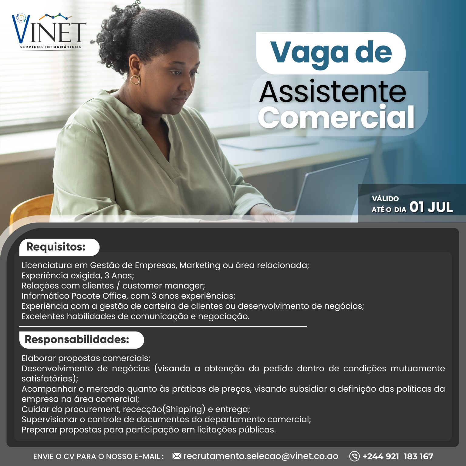 Recrutamento Assistente Comercial Emprego Em Angola 2024 