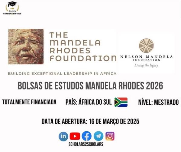 BOLSAS DE ESTUDO MANDELA RHODES 2026